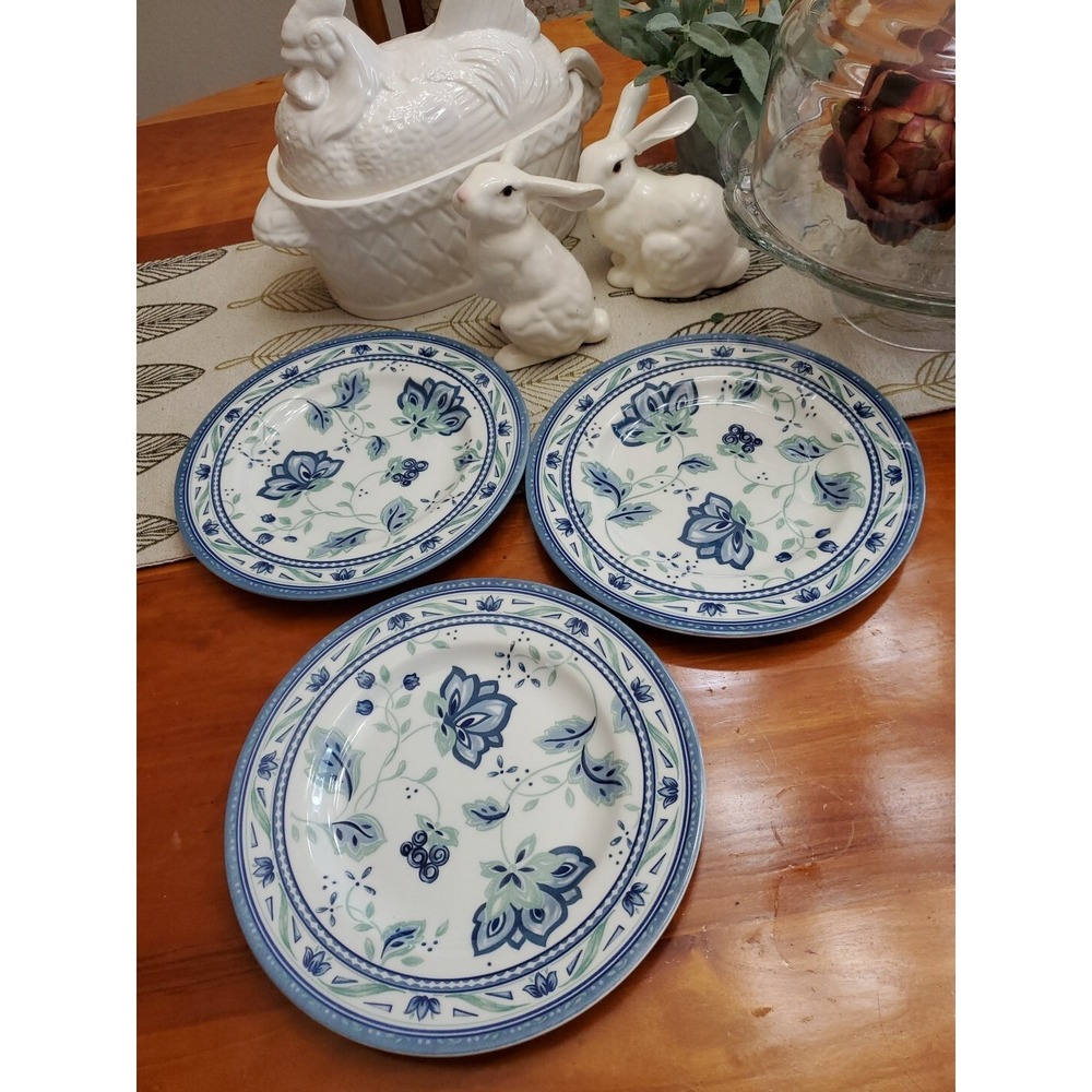 Wedgwood Amway 1998 Blue Green 9" Salad Plate Set Of 3 Excellent Vtg
